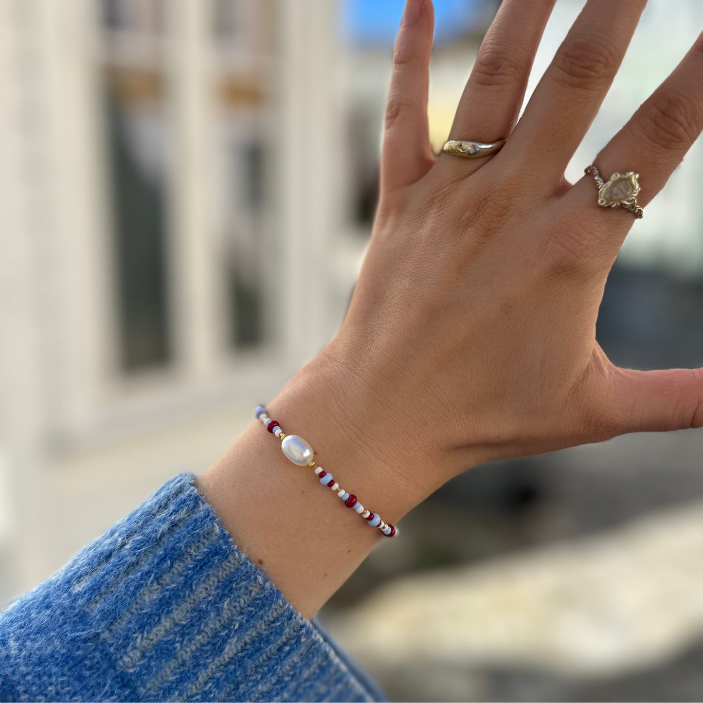Lauviga m/perle Armbånd