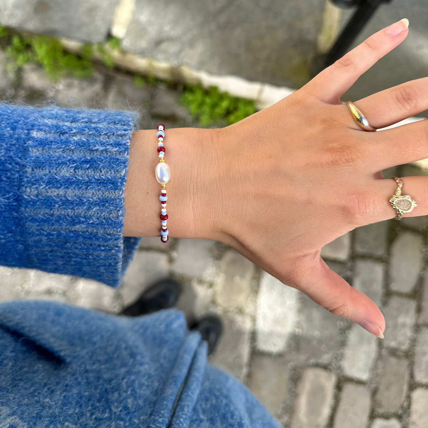 Lauviga m/perle Armbånd