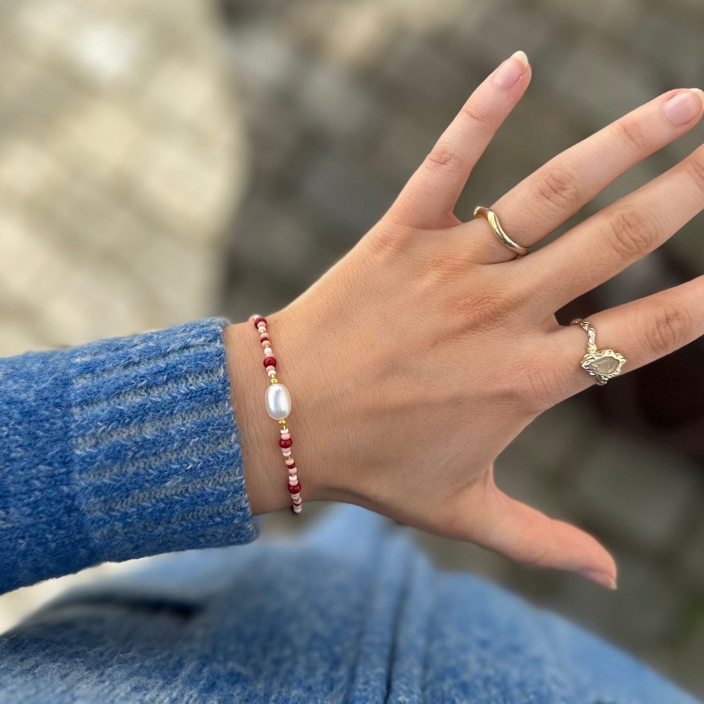 Lauviga m/perle Armbånd